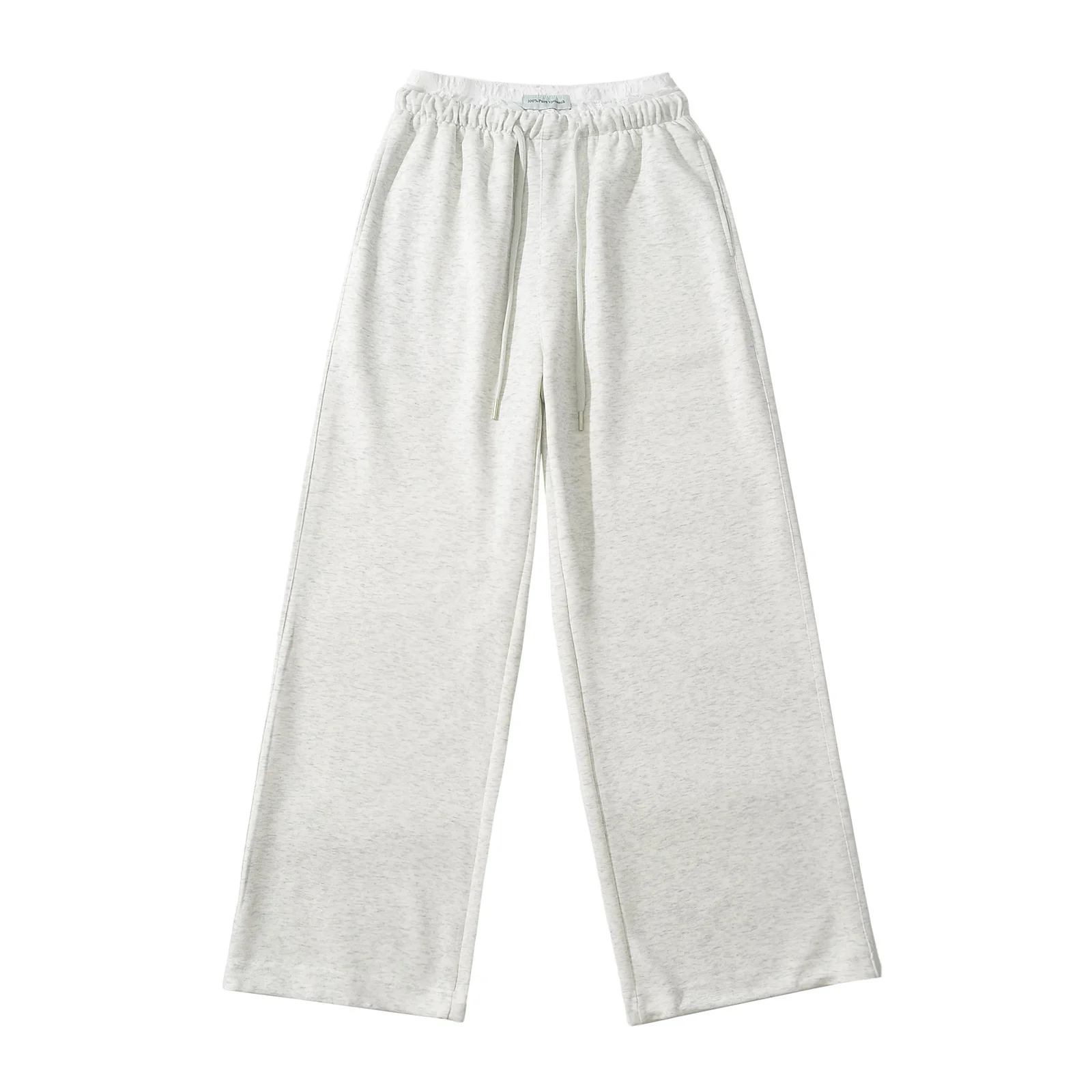 アメリカンレトロレーススプライシングハイウエストルーズカジュアルスポーツパンツレディースドラ伸縮性ウエストワイドレッグスウェットパンツ