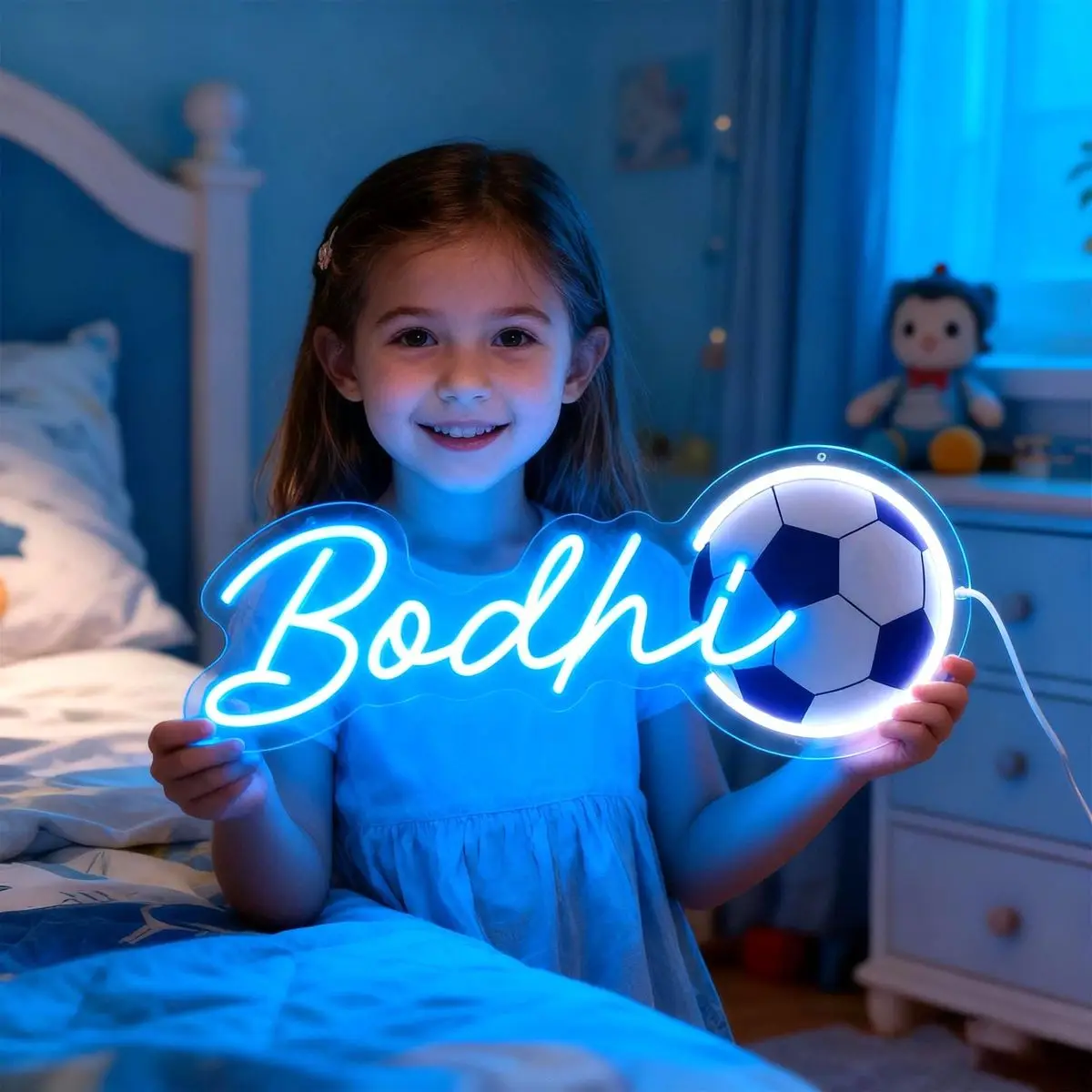 Personalized Football Neon Light Custom Soccer Name Sign for Home Bedroom Sports Bar Club Wall Decor Gift