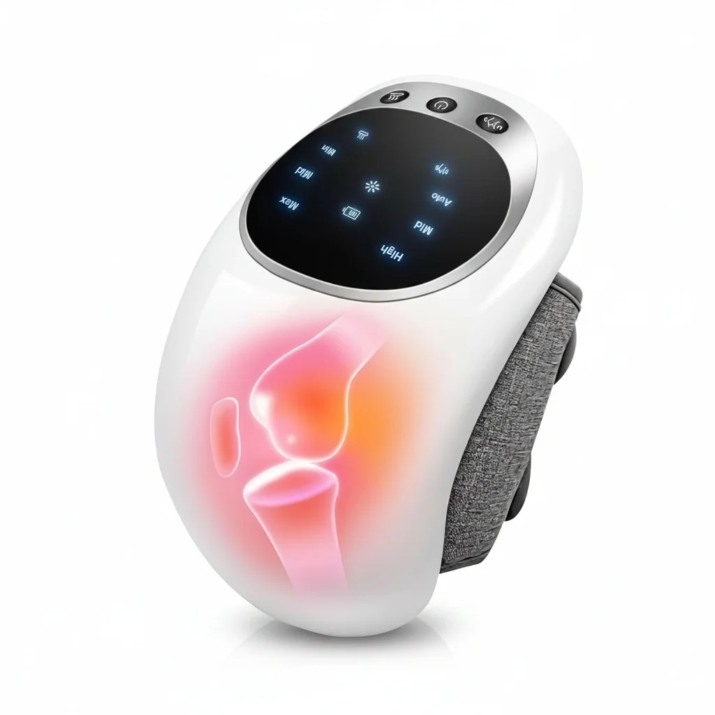 Cordless Knee Massager with Heat and Red Light Therapy, Heated Knee Massager for Pain Relief, Vibration Therapy Tool
