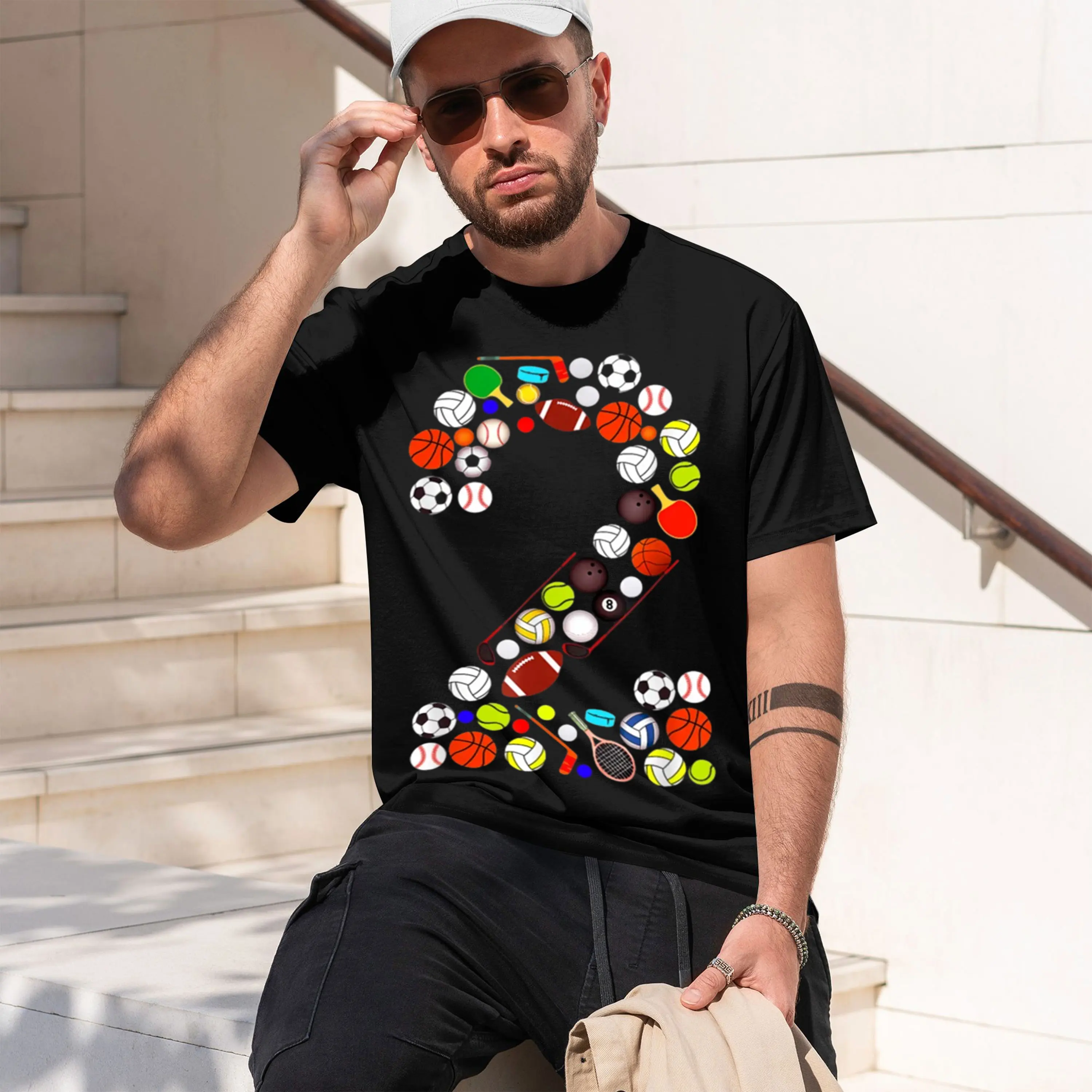 2nd Birthday Sports Big Number Two 2 Year Old Mens Graph Tshirts Mans Funny T Shirts 2026 New Model Short-sleeve crewneck T-Shir
