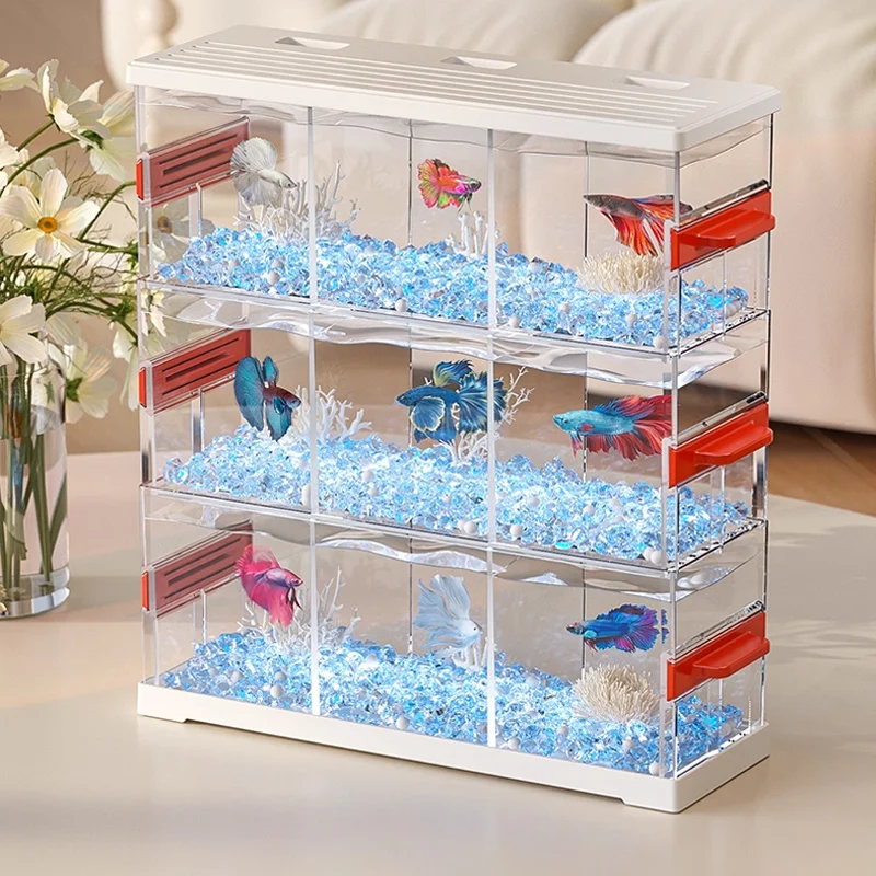 

Acrylic small fish tank, easy to care for, with pump and filter, no water change required