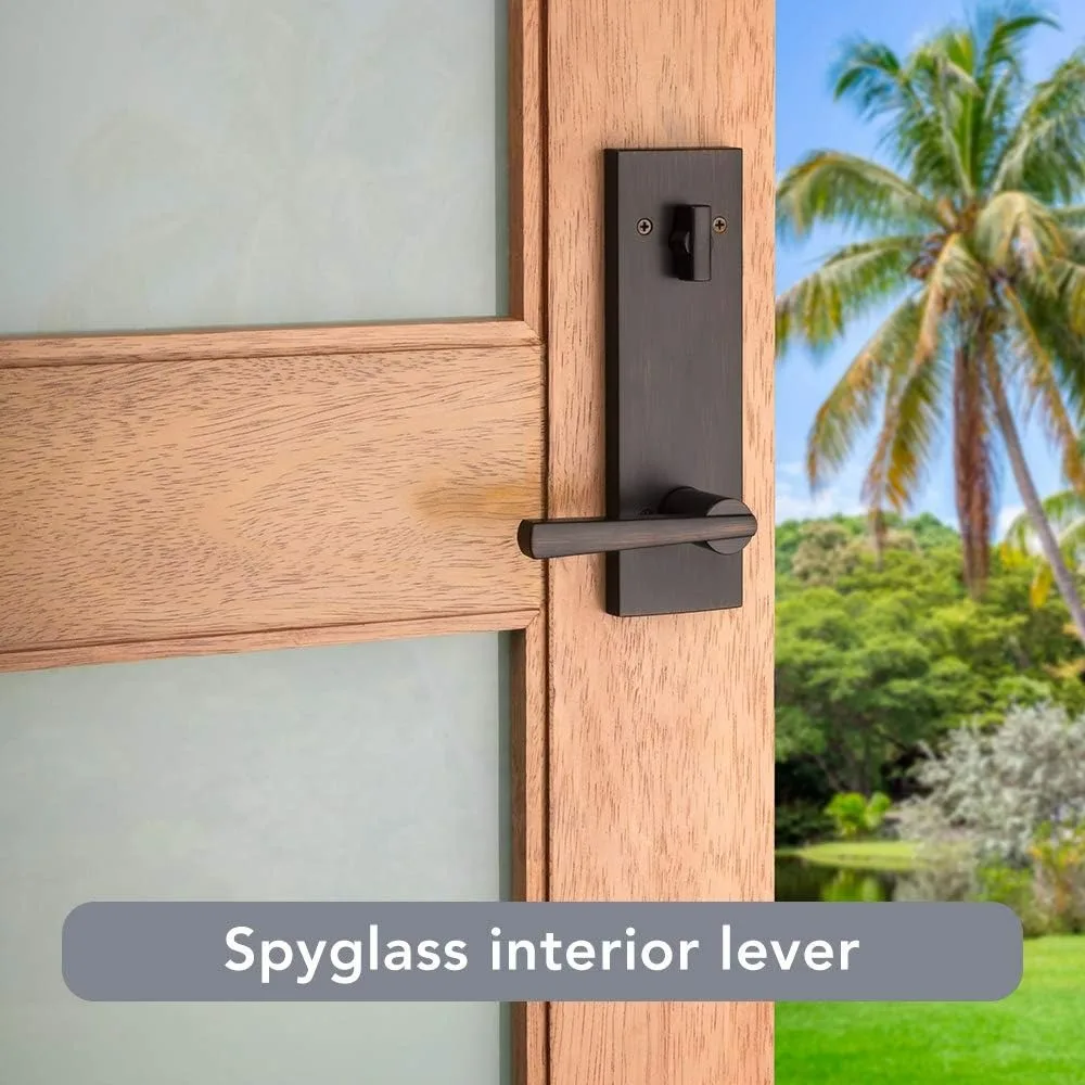 مجموعة مقبض رافعة الدخول الأمامية Baldwin Spyglass مع SmartKey القابلة لإعادة المفتاح Deadbolt وحماية Microban
