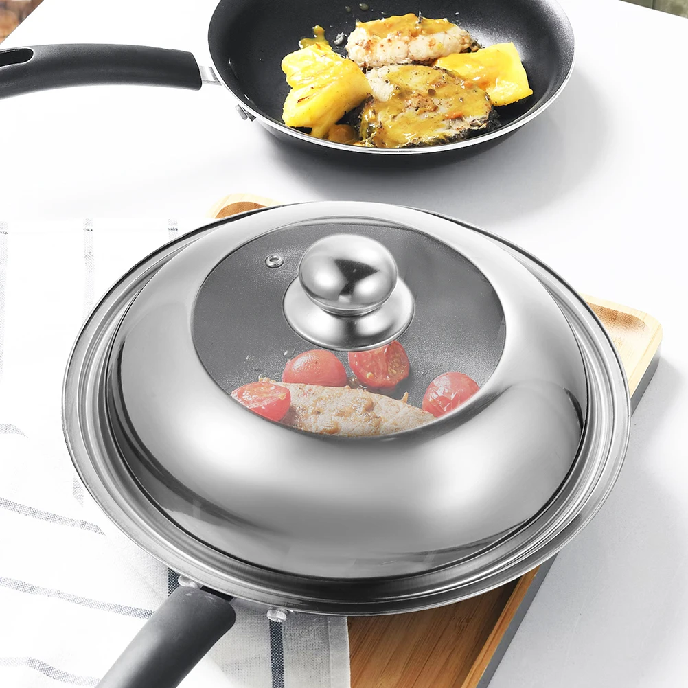 

Stainless Steel Pot Lids 36cm Universal Pan Cover with Glass Dome for Saucepan Wok Frying Cookware Kitchen Accessories