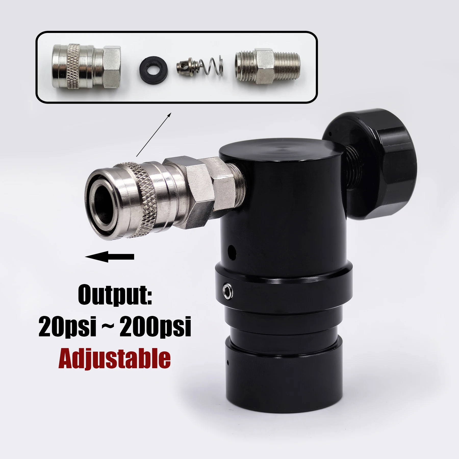 Imagem -03 - Micro Regulador Hpa Baixa Pressão Ajustável com Manômetro 300psi Liga de Cobre e Aço Inoxidável mr Gen us 2202 Gen 2