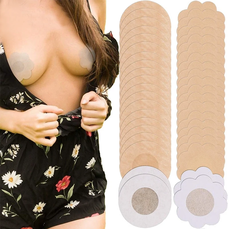 50Pcs Cloth Nipple Cover Teat Hide Women Nipple Pasties Piece Breast Petals Invisible Bra Padding Chest Sticker Patch Covers