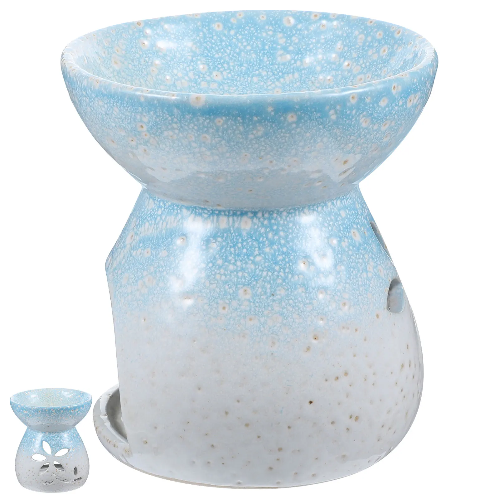 

Oil Burner Ceramic Hollowed Pattern Essential Oil Warmer for Aroma Therapy Home Decor Desktop Diffuser Wax Melt Warmer