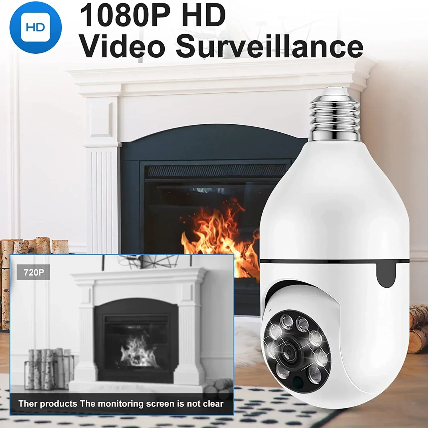 5G Bulb Surveillance Camera Full Color Night Vision 360 Degree Pan Wifi Security Camera   Remote Viewing IP Camera Auto Tracking