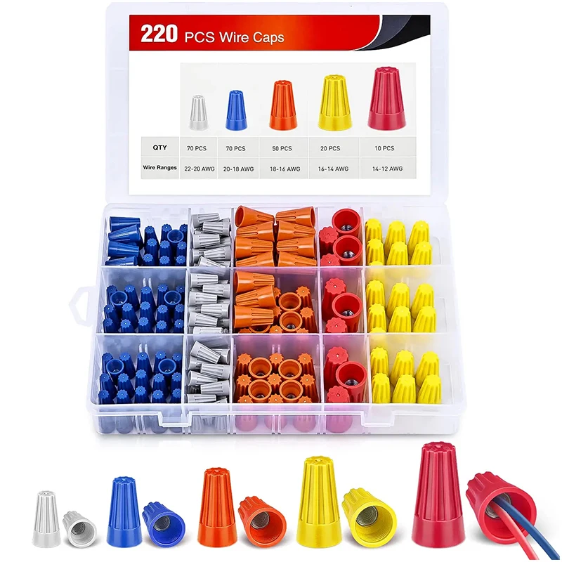 

220PCS Insulating Twist Wire Connectors with Spring Portable Quick Connection Wire Caps for Electrical Wires