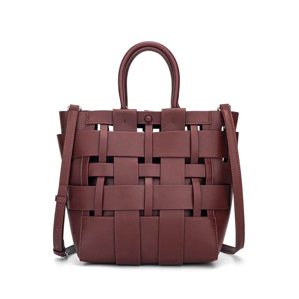 

Сумка с наклонным плечом и ведром для воды с полым ручным дизайном, модная маленькая сумка-тоут, тканый тренд большой вместимости