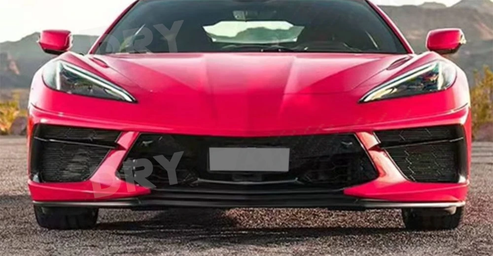 ألياف الكربون الجبهة حافة مصد السيارة الخائن لشروليه كورفيت C8 2020-2021 المصد الأمامي المفسد الشفاه FRP مجموعات الجسم اكسسوارات