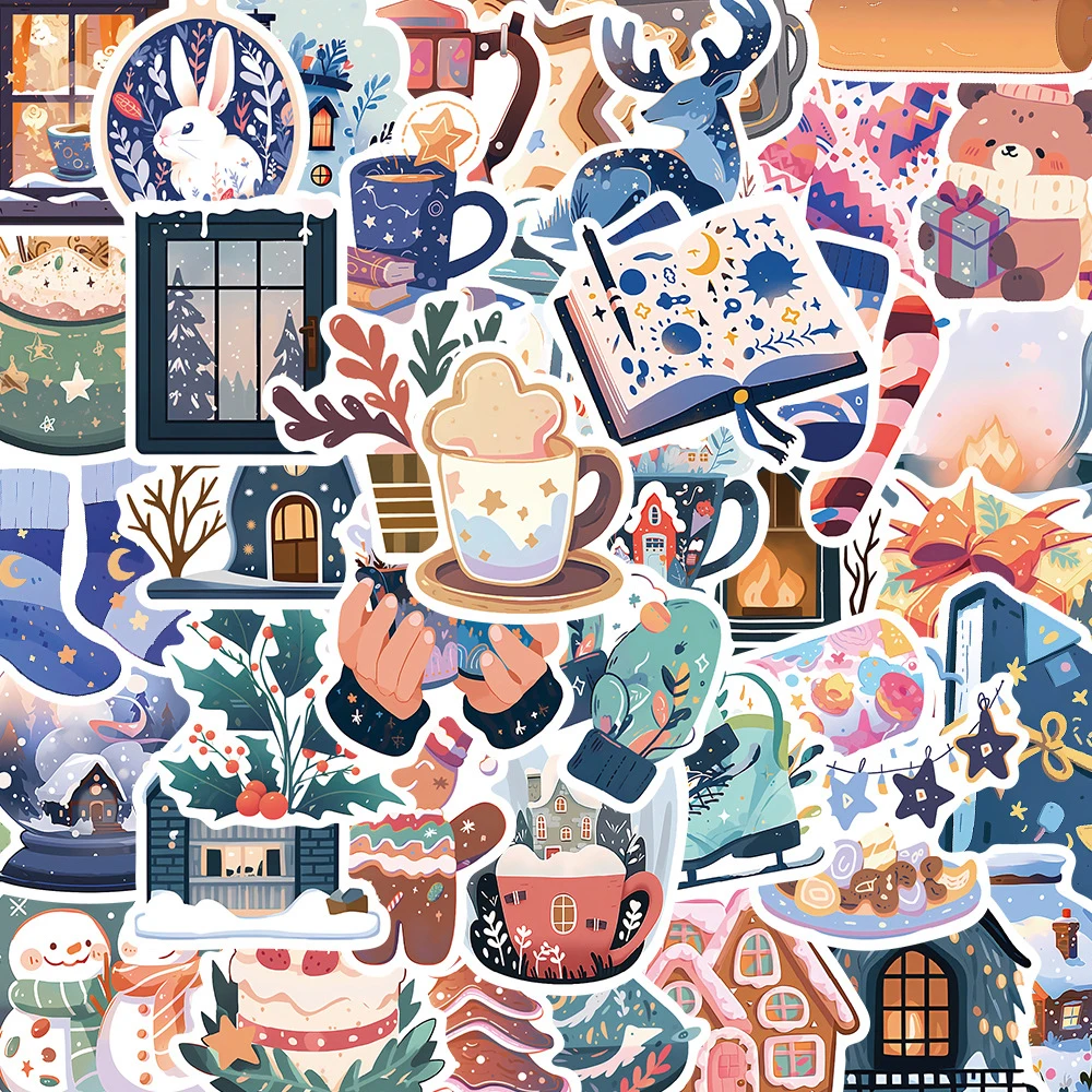 

10/30/50pcs Kawaii Cartoon Wintertime Christmas Aesthetic Stickers INS Style Decals Laptop Notebook Phone Graffiti Sticker Toys