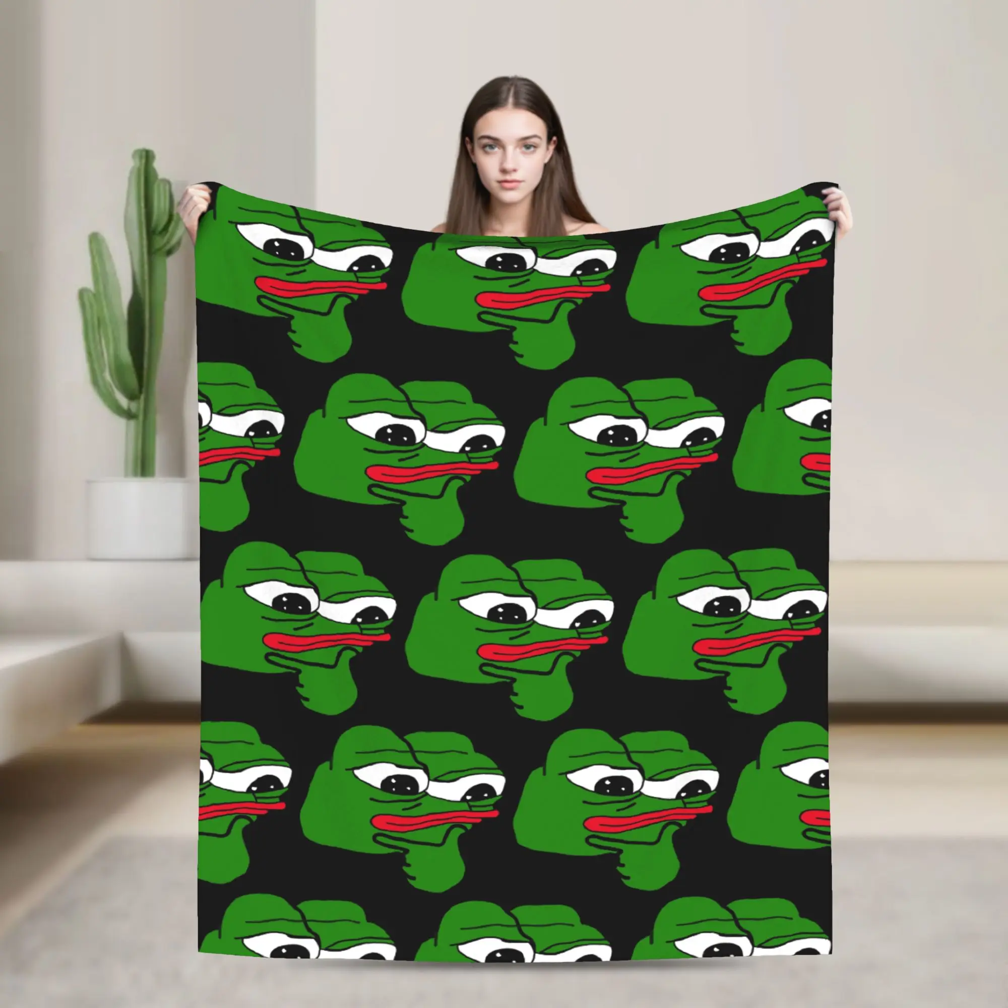 Rare Pepes Thinking Blankets Fleece Printed  Portable Warm Throw Blanket for Bed Travel Quilt