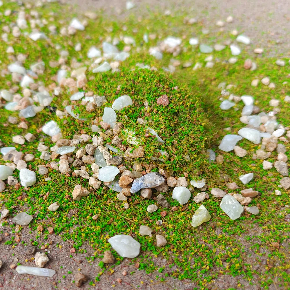 1.058 oz/saco modelo diy misturado com pó de grama de pedra, simulação de gramado, mesa de areia layout de paisagem em miniatura com vegetação de pedra