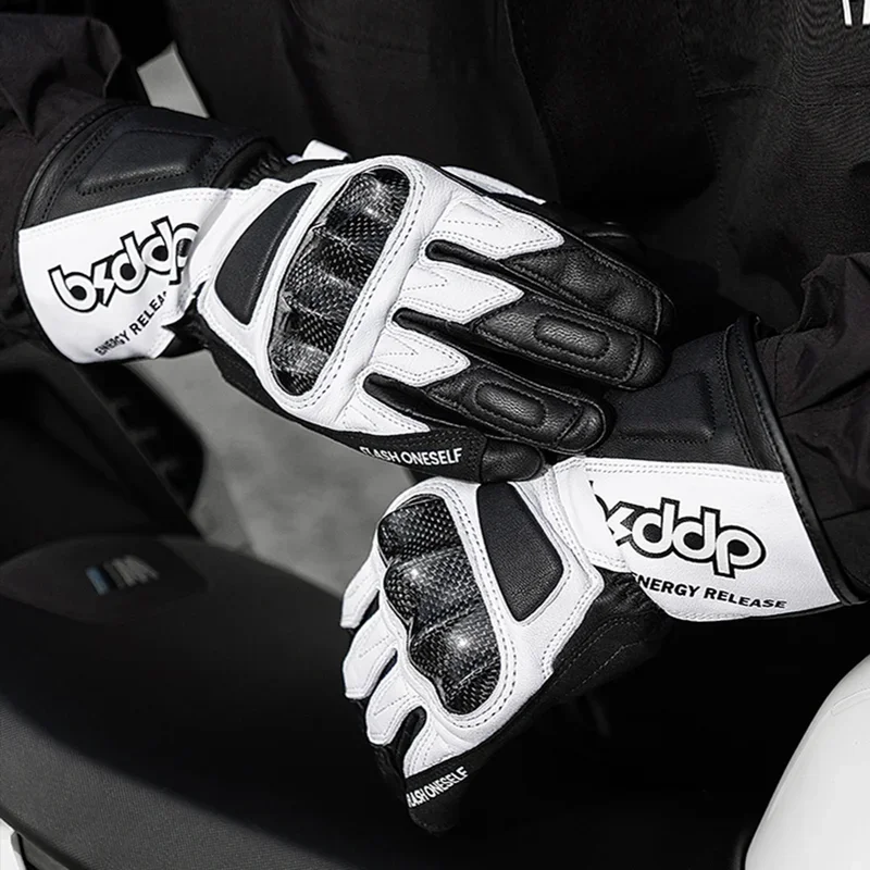 

Retro Leather Motorcycle Riding Gloves Touchscreen Offroad Glove Anti-fall & Shock-absorbing Moto Glove Competitive gloves Shell