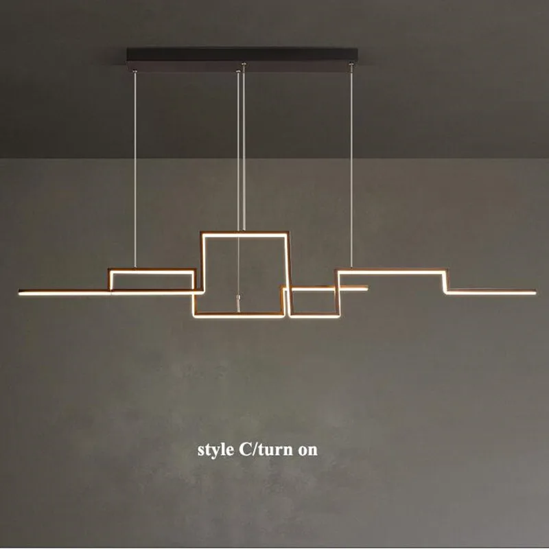 

Nordic Geometry Black Led Chandelier Lighting Living Dining Room Decor Led Chandeliers Lamp Bar Office Hanging Lights Fixtures