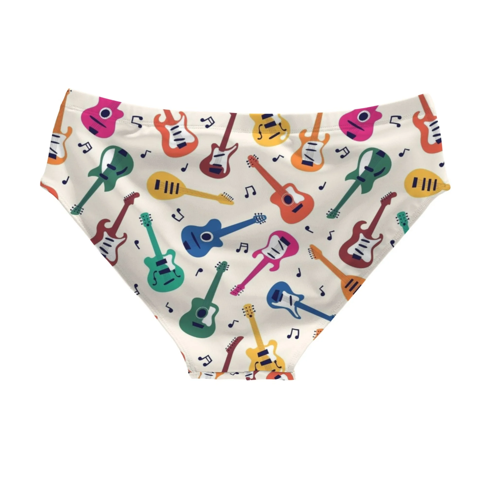 Music Rock Guitar Cartoon Print Swim Trunks Men's Briefs Swimwear Comfortable Breathable Beach Surf Shorts Sexy Bikini Swimsuit