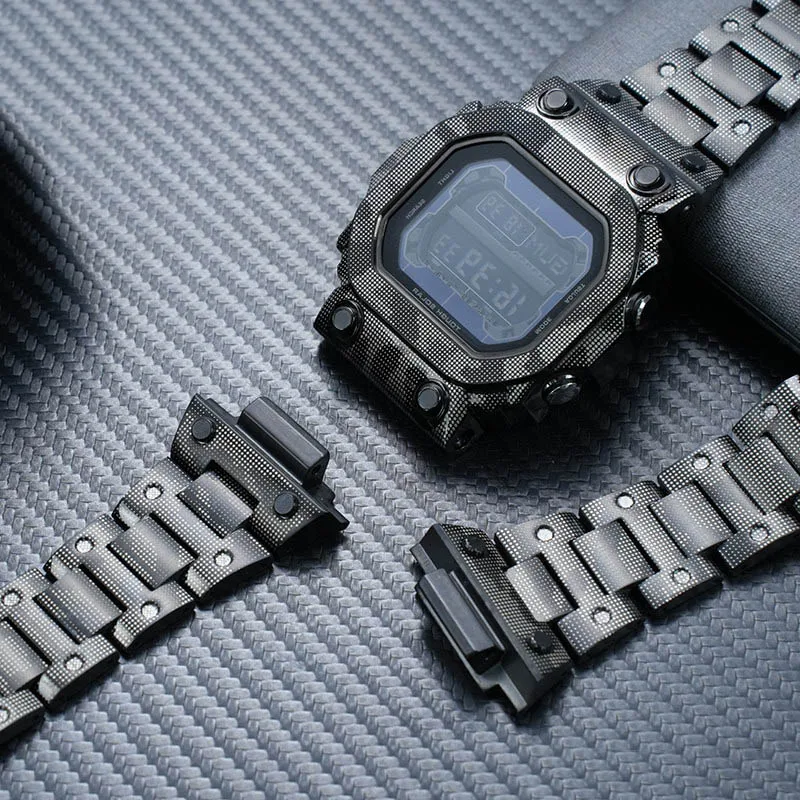 GX-56 Mod Kit for Casio Giant G Block Watch GX-56BB GXW-56 Metal Camouflage Case Stainless Steel Watchband (Send tools+screw)