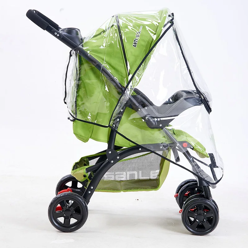 Baby Stroller Rain Cover Transparent Universal Waterproof Breathable Trolley Umbrella Zipper Opens Raincoat for Cart Accessories