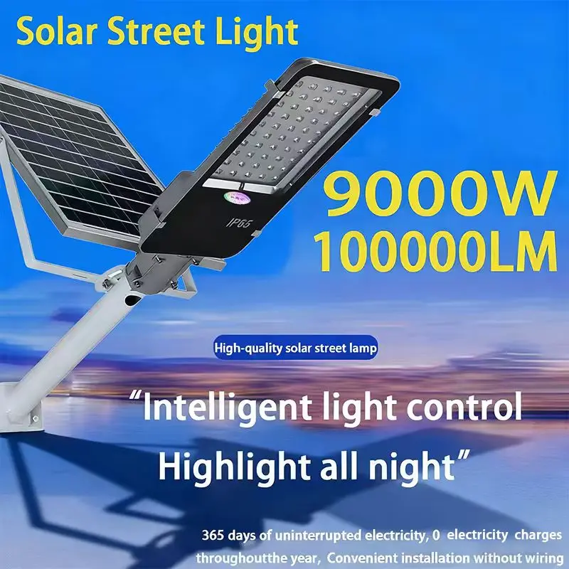 9000 واط أضواء الشوارع الشمسية في الهواء الطلق وقوف السيارات التجارية ضوء الغسق إلى الفجر الشمسية الأمن الأضواء الكاشفة مصباح للطاقة الشمسية ل طريق ساحة #1