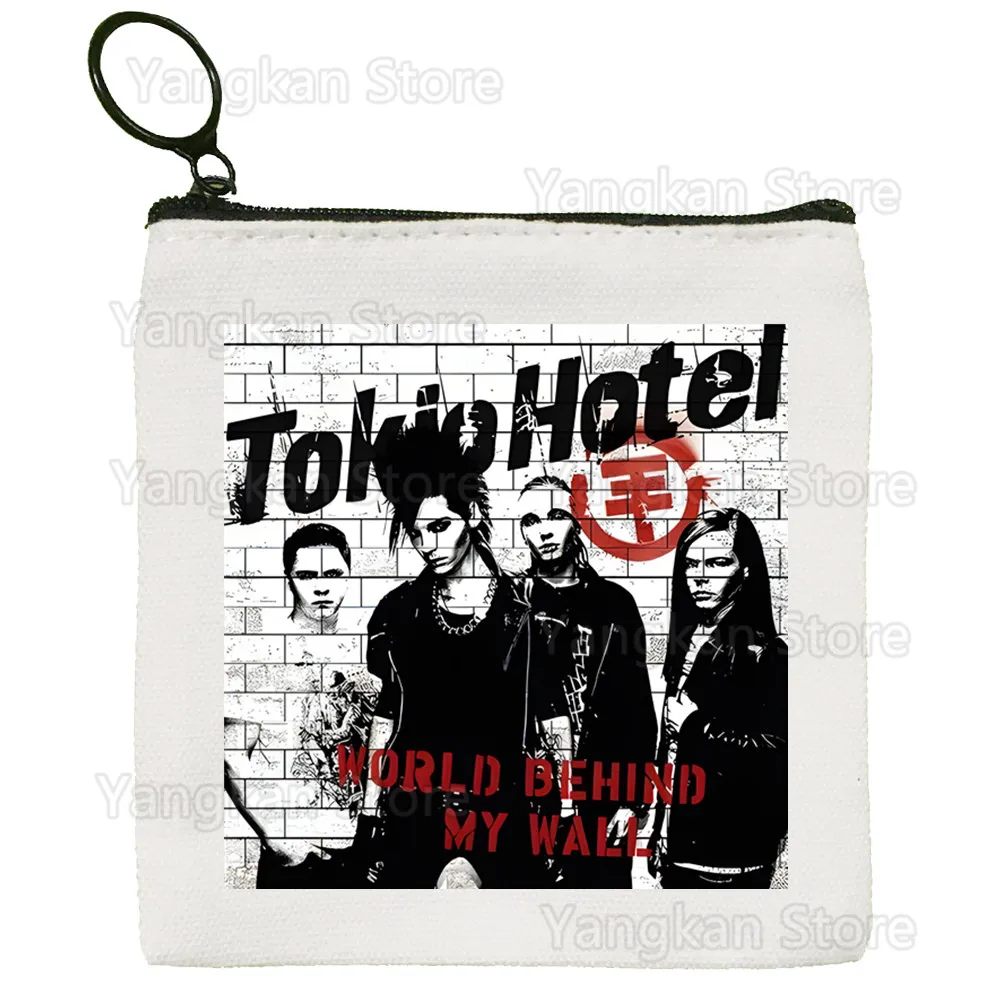 Rock Band Tokio Hotel Music Harajuku Canvas Card Coin Purse Female Cute Simple Coin Mini Zipper Bag