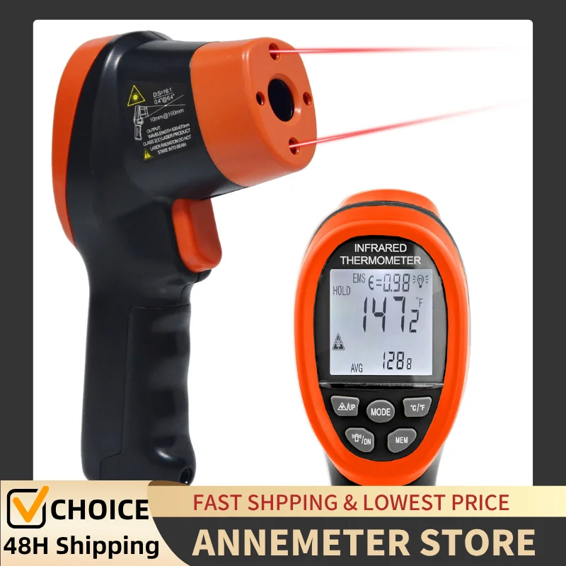 

HP-985C Infrared Thermometer, Digital IR Thermometer 58℉~1472℉ with D:S=16:1, Non-Contact High Laser Temp IR Tool for Cooking
