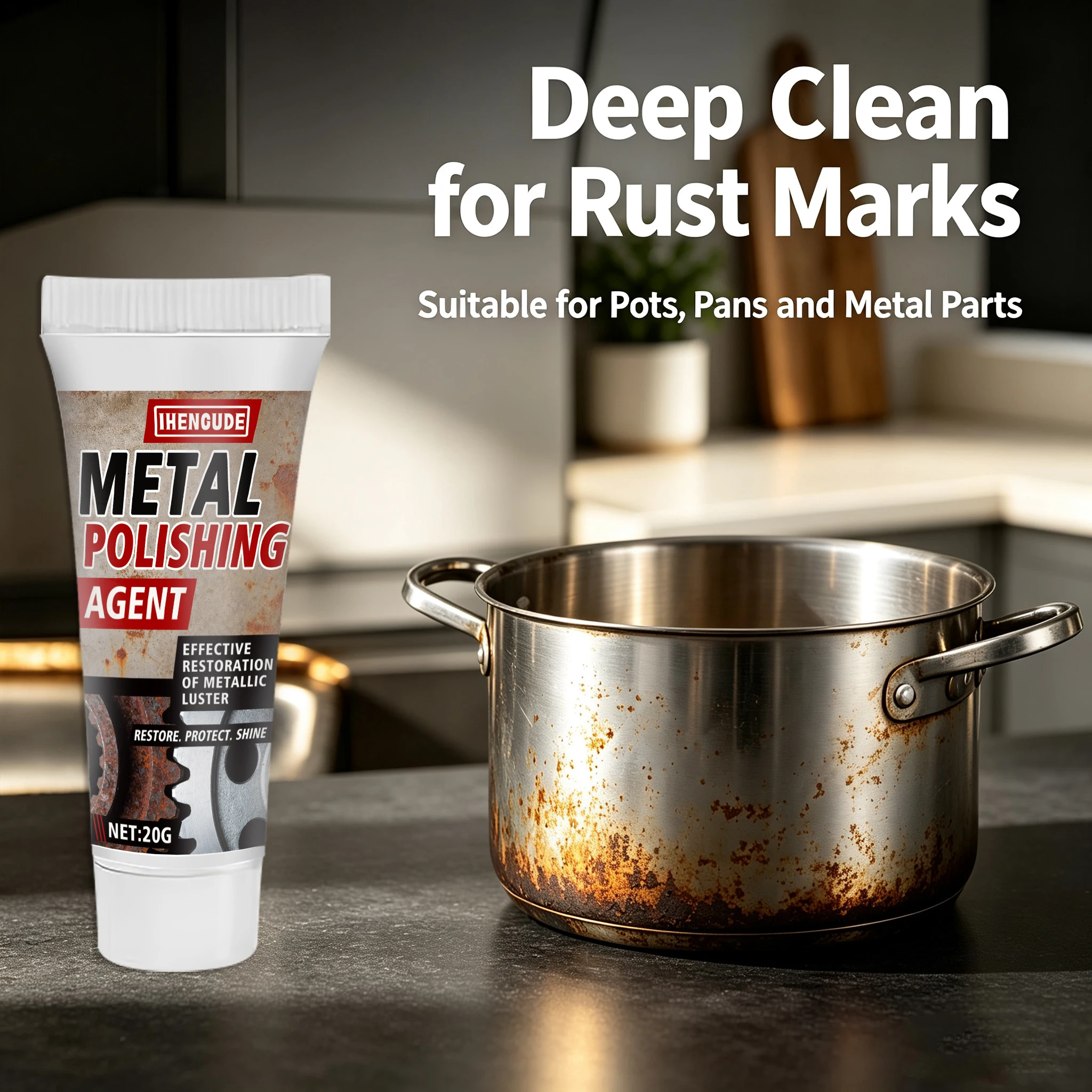Metal Rust Removal and Anti-Rust Paste Uses a Powerful and Fast-Acting Metal Protection Formula, Which Can Form a Long-Lasting Anti-Rust Barrier for Refrigerators, Sinks, Scissors, and Various Metal Surfaces