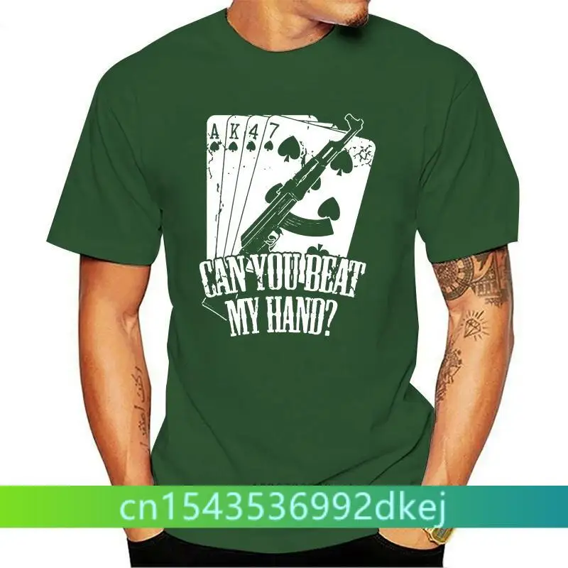 2019 Fashion Hot Sale AK-47 T-Shirt Kalashnikov Riffle Poker Hand Cards Game Texas AK47 Russian Gun Tee shirt