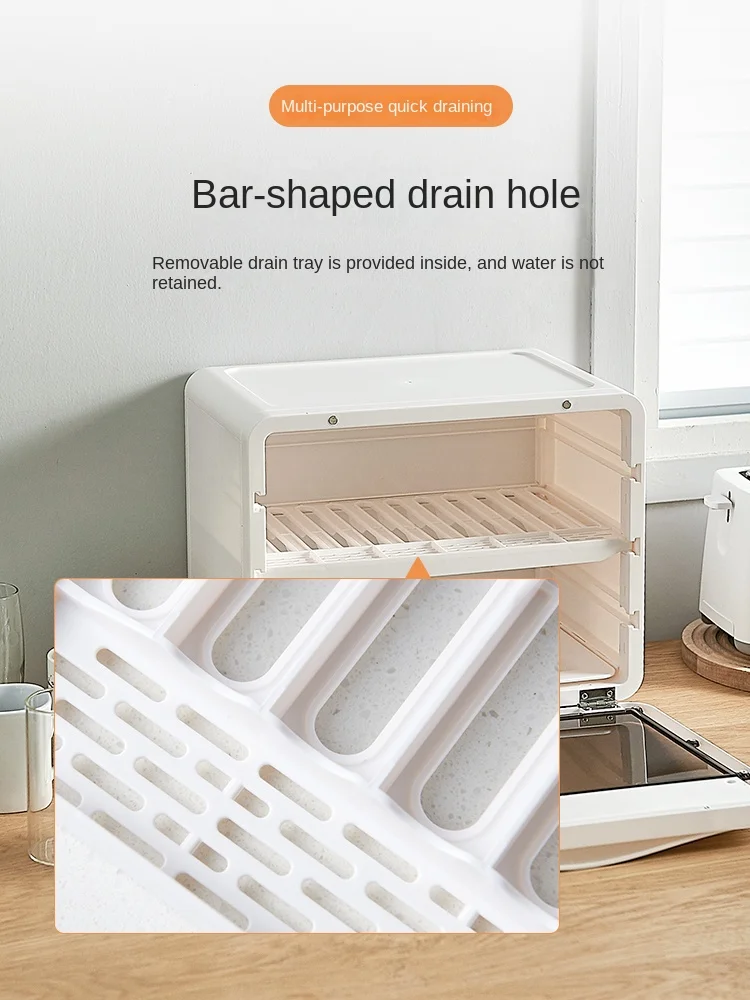 Kitchen Draining Cupboard Tableware with Lid Place Bowls and Dishes Storage Box Supplies Household Complete Table