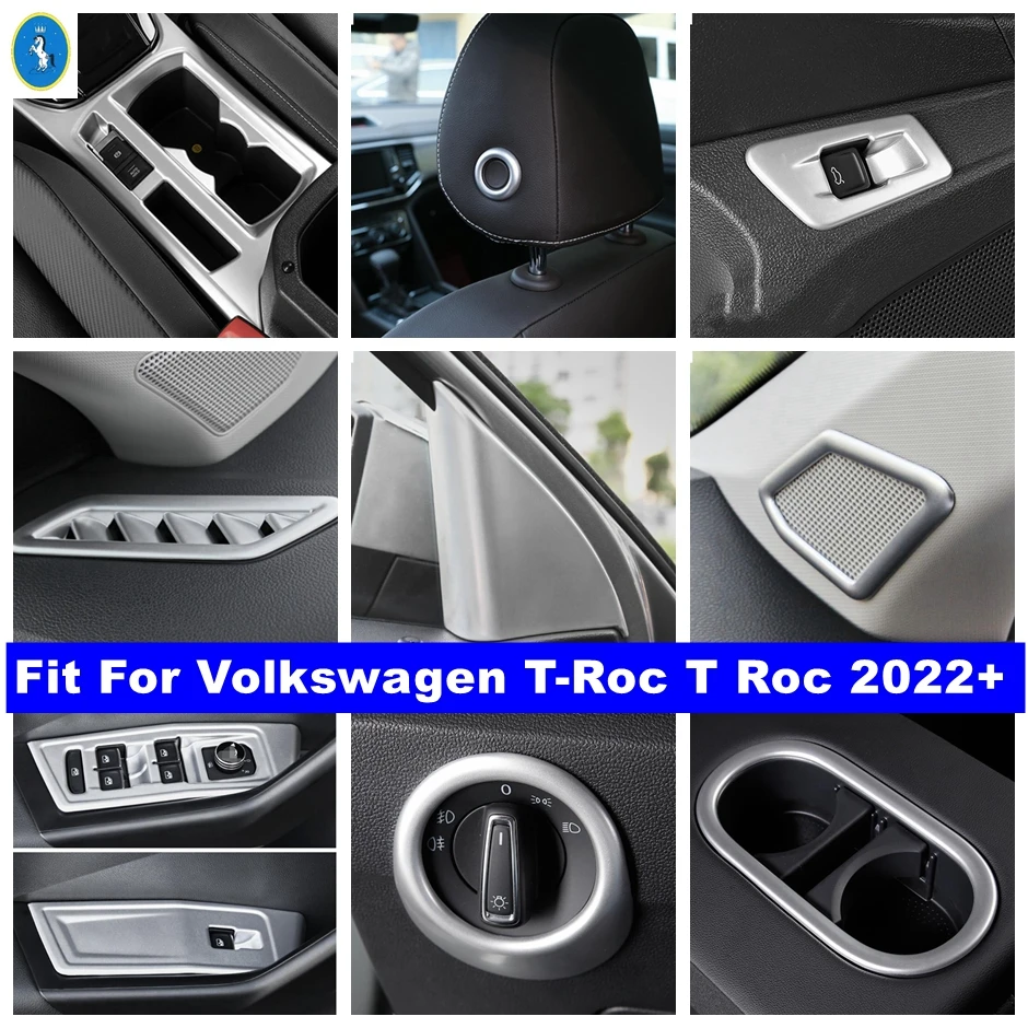 

Car Matte Interior Water Cup Holder / Pillar A Door Speaker / Gear Shift Panel Cover Trim For Volkswagen T-Roc T Roc 2022 2023
