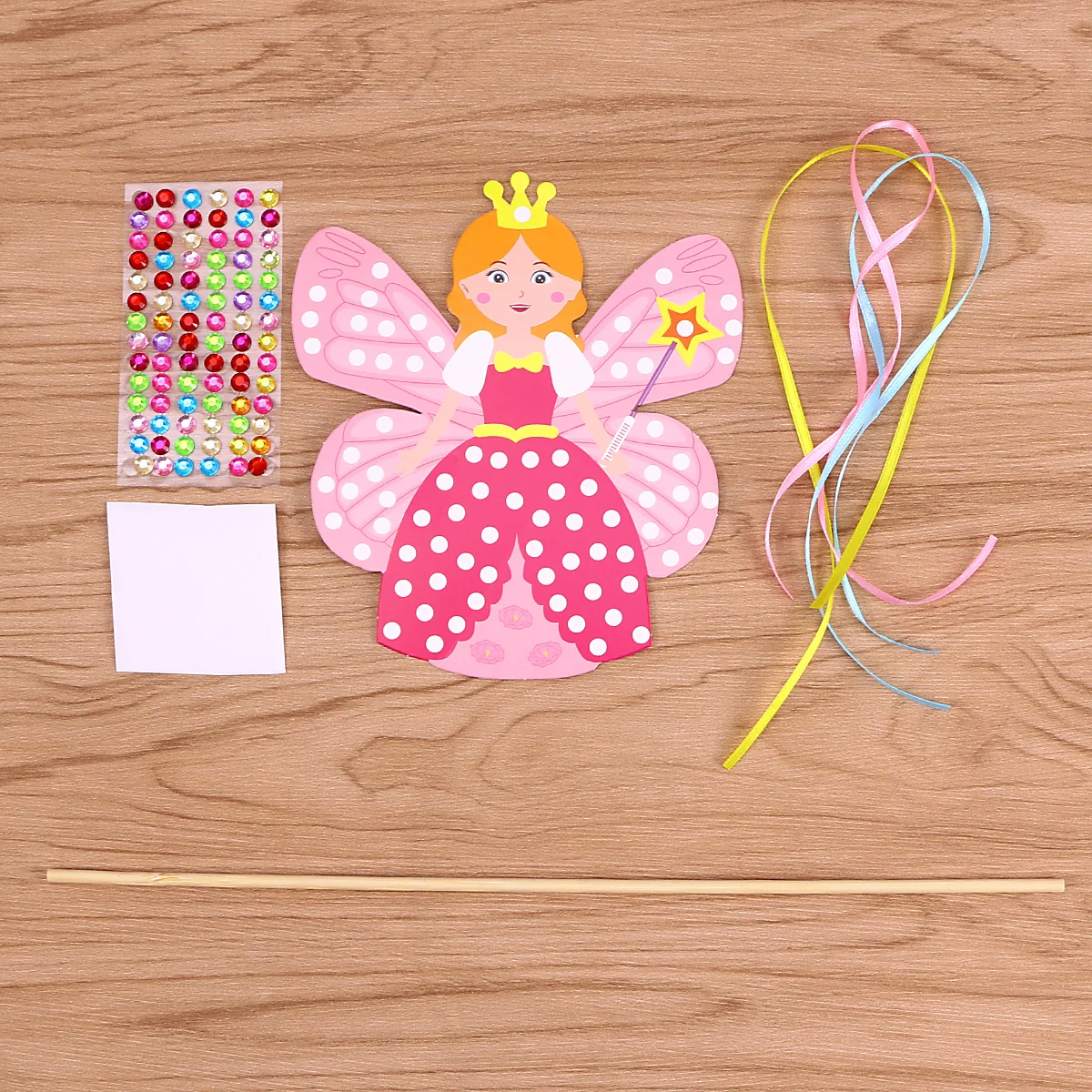 2 Sets farbiger Strass-Feenstab, DIY-Bastelset für Kinder, heller Spaß, Aktivität, pädagogisches Kunstzubehör, frühes Lernen