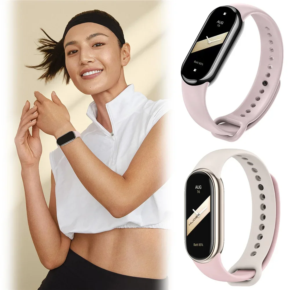 Gelang jam tangan silikon, aksesoris tali olahraga untuk Xiaomi Mi band 8-8 NFC pengganti sabuk miband8