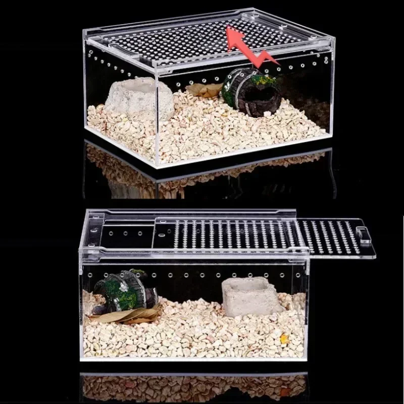 Reptile Habitat Terrarium Breeding Box Transparent Acrylic Leak-proof Cage Spider Lizard Scorpion Habitat Insect Feeding Box