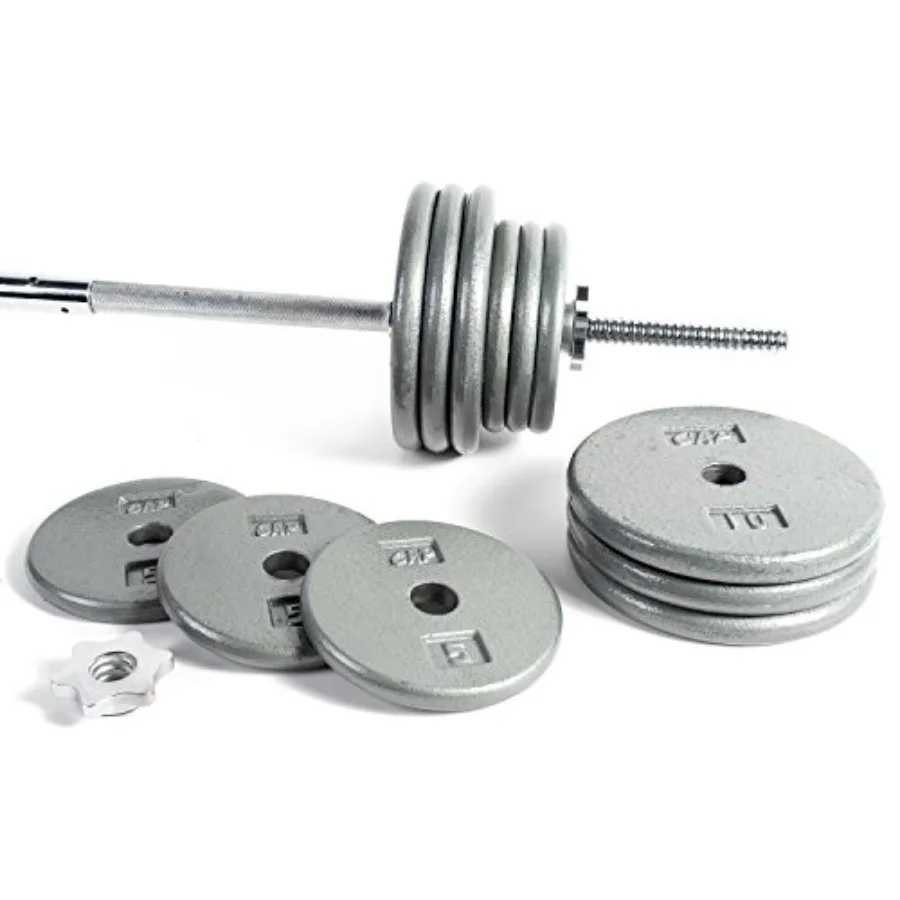 1-Inch Barbell Weight Set 100-Pounds for Home Gym Strength Training Stainless Steel Black Durable and Precision-Engineered