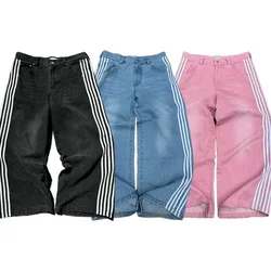 Y2K Baggy Jeans Harajuku vintage Gestreepte Geborduurde hoge kwaliteit Joggingbroek mannen vrouwen Hip Hop Casual wijde pijpen jeans streetwear