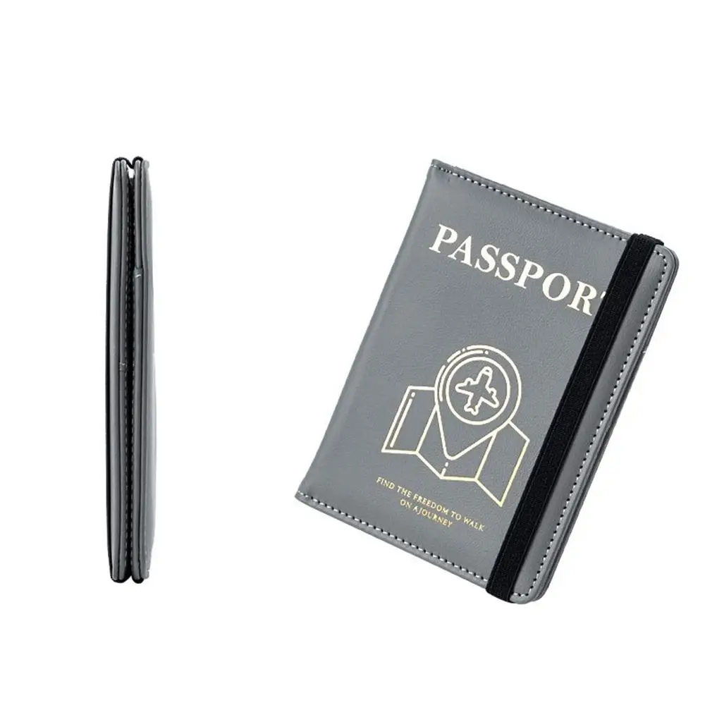 Card Slot Blocking Passport Holder RFID Passport Shield PU Leather Passport Travel Wallet Sturdy Snap Button Anti-Lost