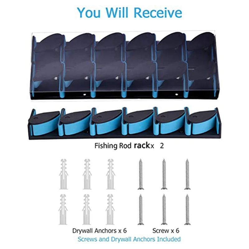 

2525+ 2PackFishing Pole Holders Wall Mounted, Fishing Rod Rack/Pole Rack Holds Up to 12 Rods