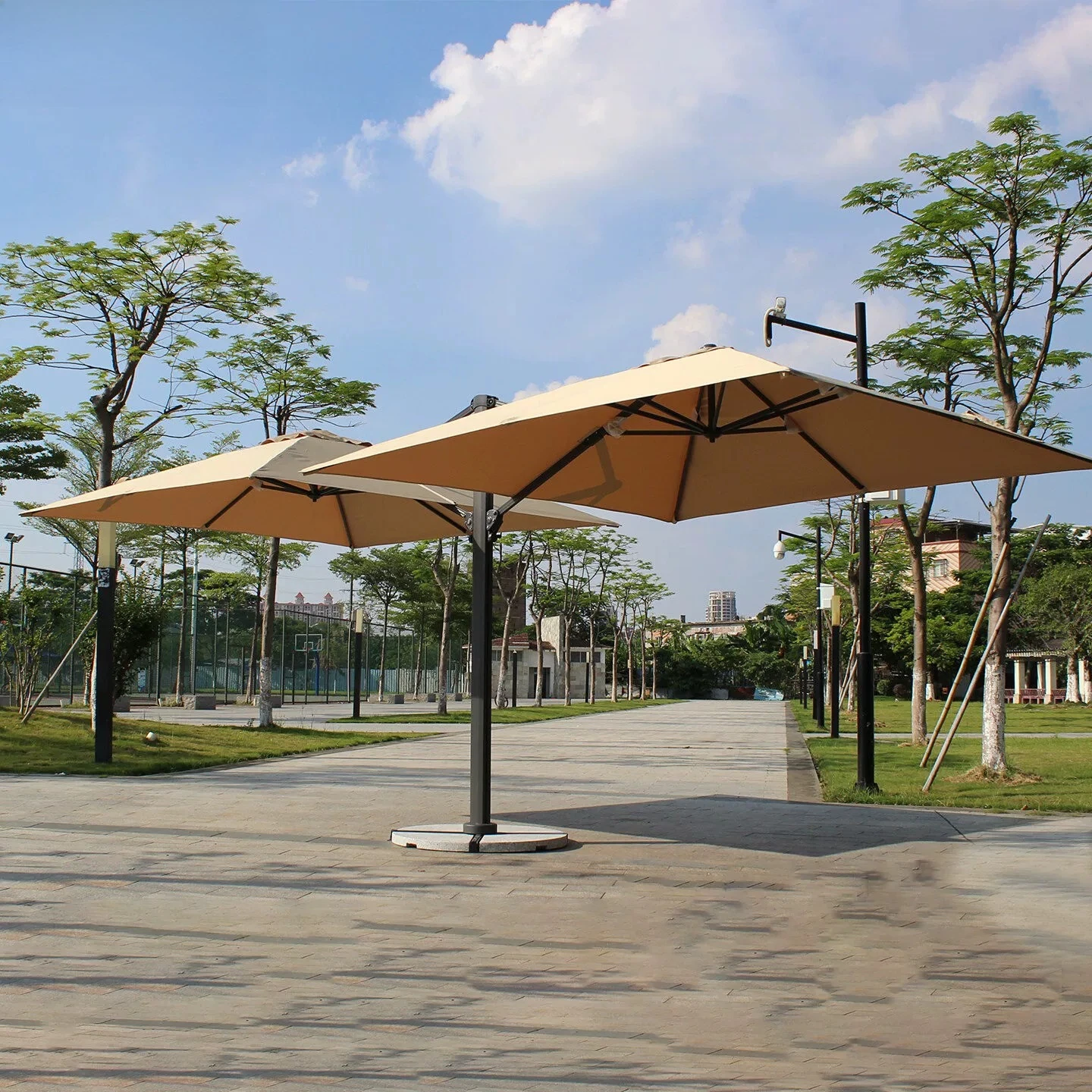 Outdoor double-headed Roman umbrella Commercial courtyard terrace parasol Hand crank Waterproof sunscreen Sun umbrella Furniture