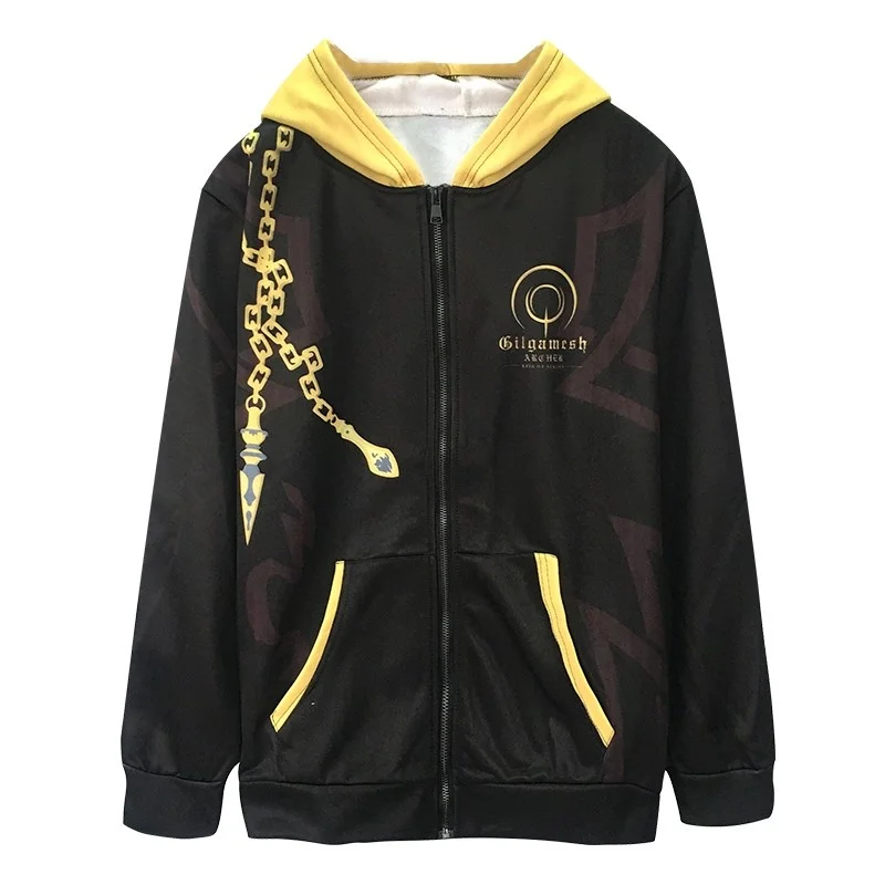 

Golden Sparkling Zipper Hoodie Anime Giame Men's Casual Sle Long Sve Thermal Polyester Fiber Faionable Streetwear