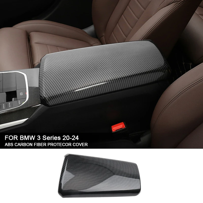 

ABS Carbon Fibrer Center Console Armrest Storage Box Panel Cover Trim Stickers For BMW 3 4 Series G20 G21 G22 M Sport 2020-2024