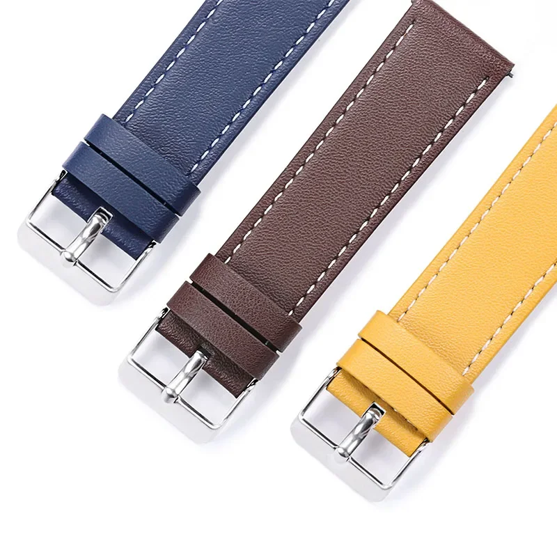 20mm 22mm Leather Watch Strap for Samsung Galaxy Watch 5 4 3/Classic for Huawei Watch GT3/2 2E Quick Release Sport Watch Band