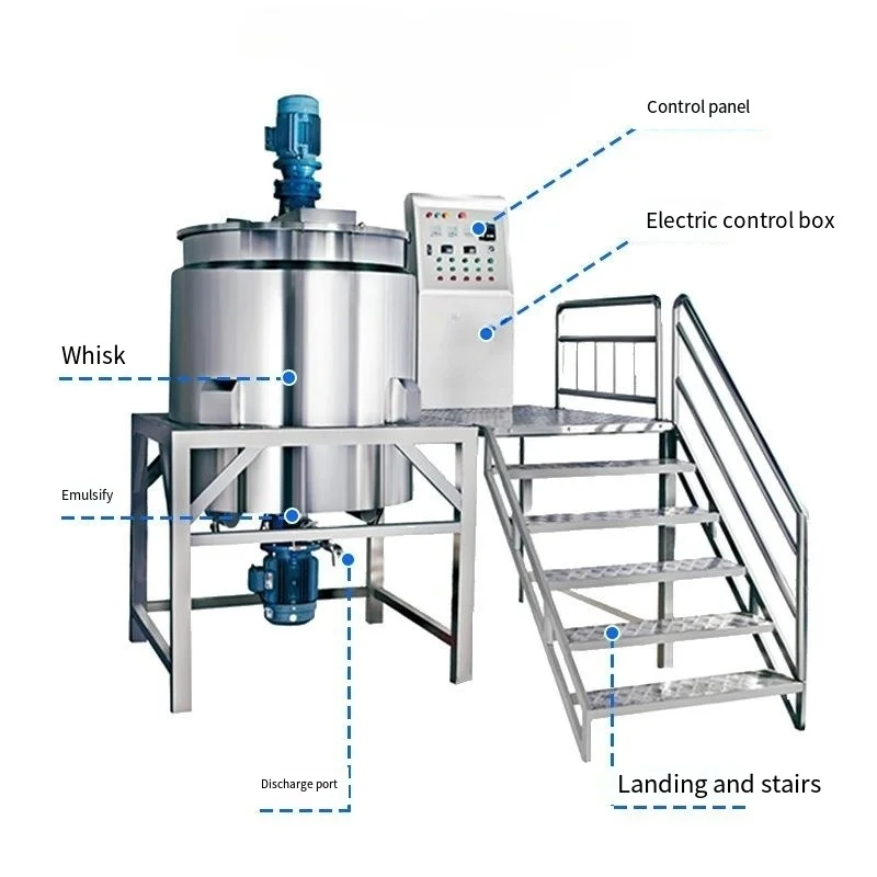 Production Line Standard Liquid Detergent Cosmetic Lotion Shampoo Liquid Soap Making Machine Blending Tank Mixing Mixer