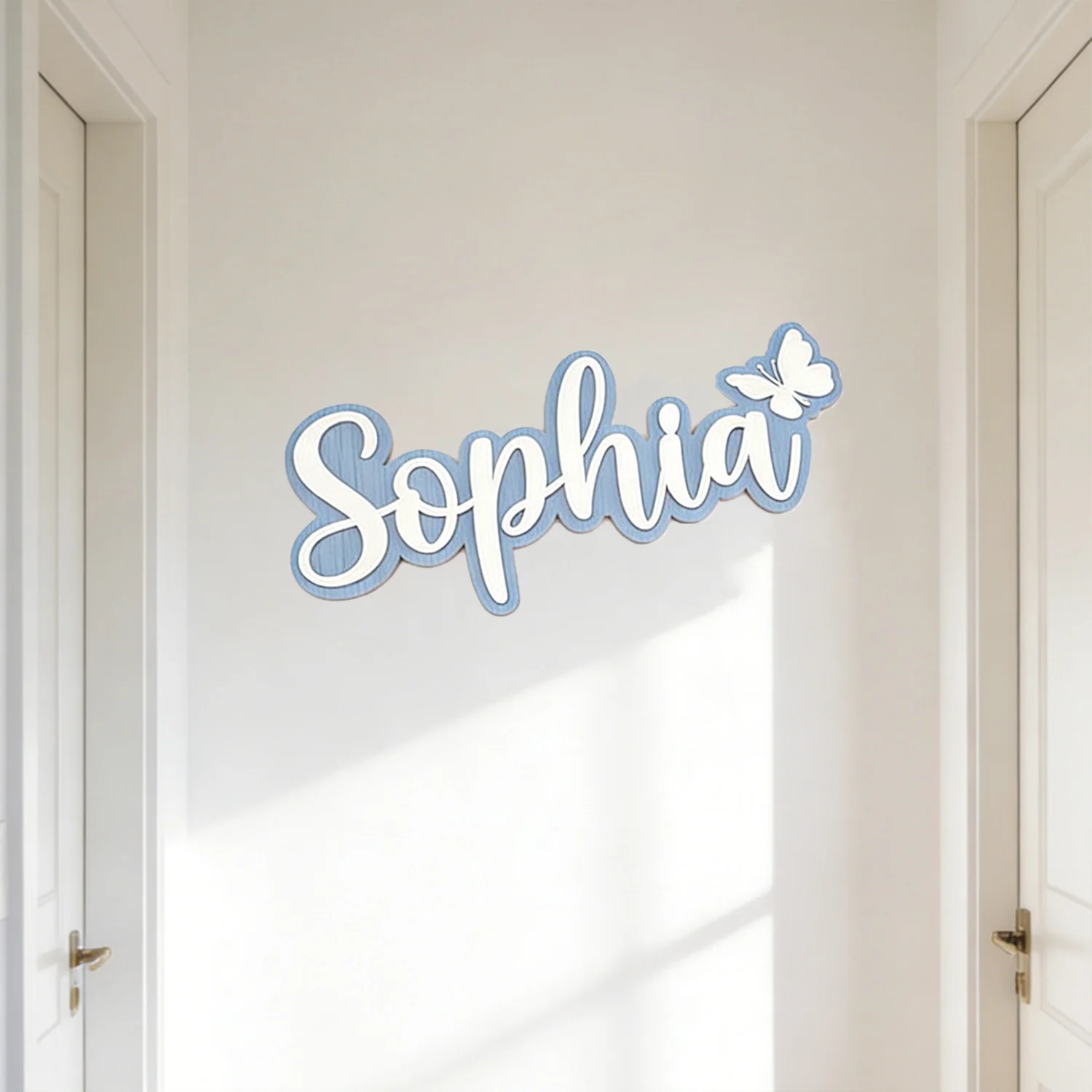 1pc Wooden Name Tag with Butterfly, Custom Name, Bedroom Doorplate, Children's Room, Birthday, Anniversary, Baptism Gift view 5