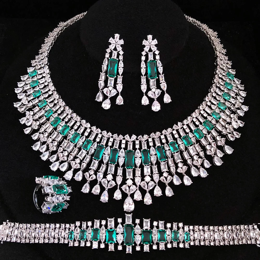 GODKI New Trendy Double Layer UAE Jewelry Sets For Women Wedding Party Zircon CZ African Dubai Bridal Jewelry Set Dance Party