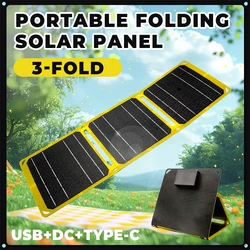 21W Foldable Solar Panel Charger with USB-C and USB-A Outputs for Phones, Power Banks, Tablets - Waterproof for Camping, Hiking