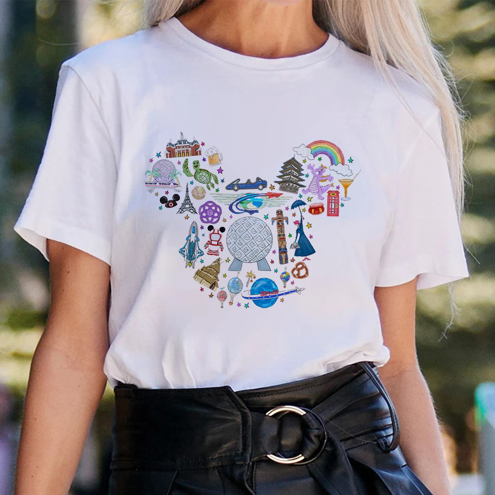 Kawaii Disney Cartoon Tops Mickey Mouse Women Clothes 2024 Summer Streetwear Casual Female Short Sleeve T-shirts Ladies Tee Gift