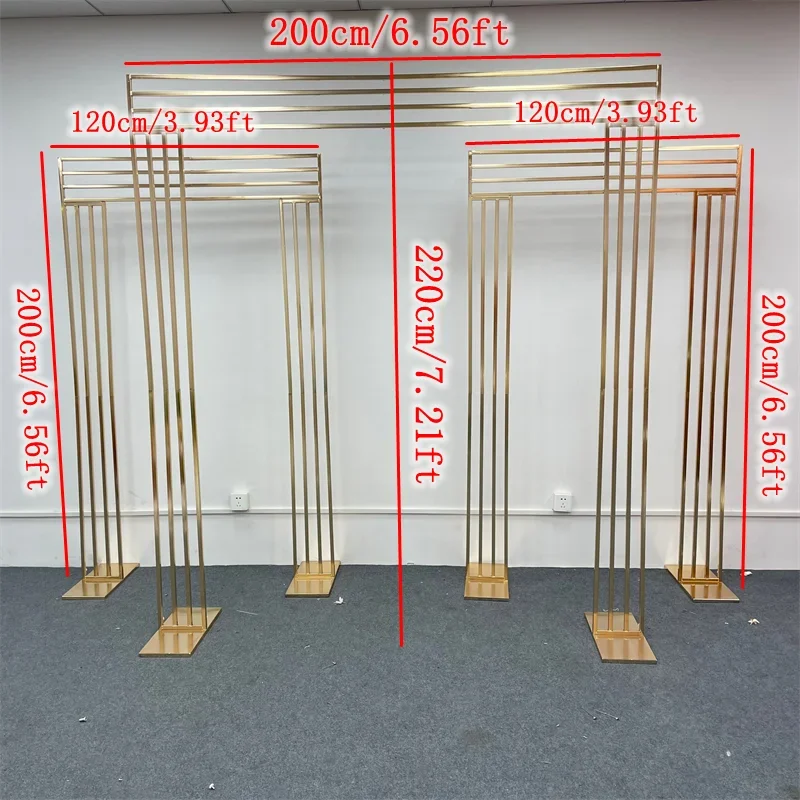 

1pcs Shiny Square Wedding Arch Screen Backdrop Shelf Gold-plated Geometry Flower Door Stand Artificial Floral Decor Frame