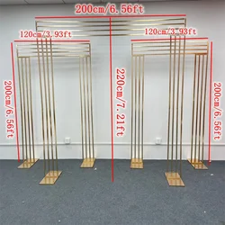 1pcs Shiny Square Wedding Arch Screen Backdrop Shelf Gold-plated Geometry Flower Door Stand Artificial Floral Decor Frame