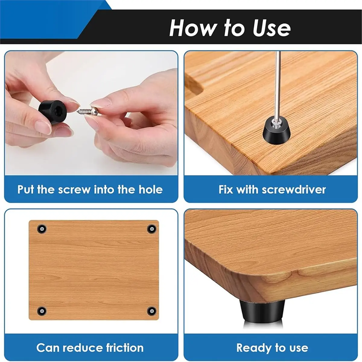 

Utility Design 240Pcs Rubber Feet for Cutting Board with Stainless Washer Screws Assortment Kit,5 Sizes Non Slip Rubber Bumper F