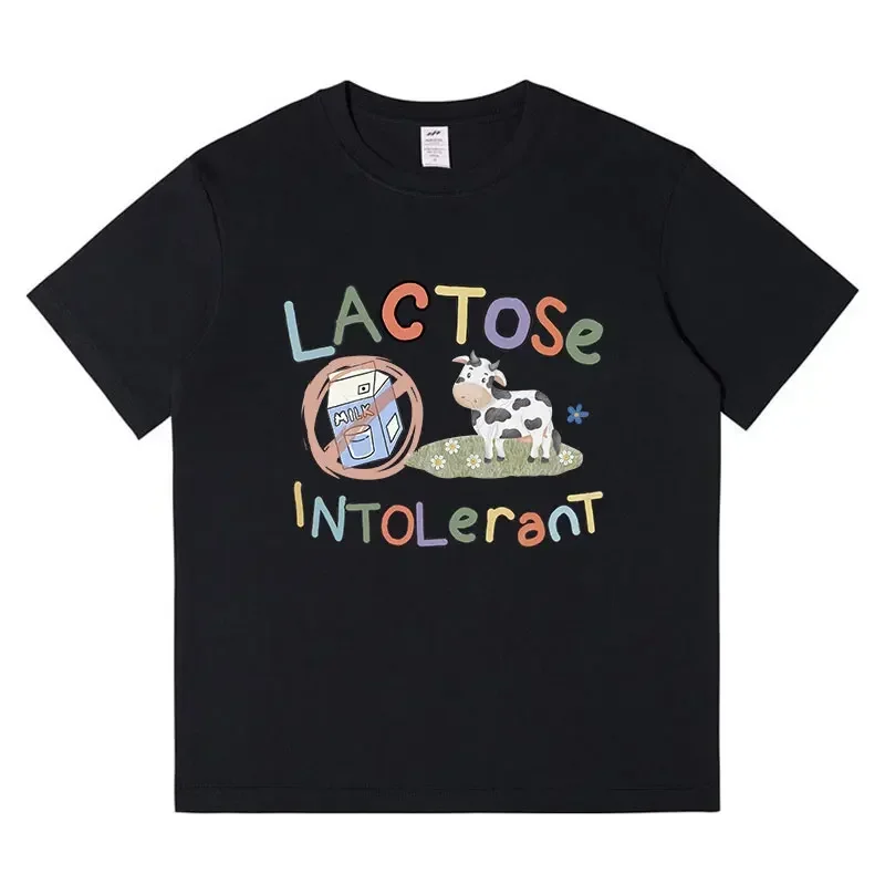 Grappige Lactossee Intolerant Meme Grafisch T-Shirt Mannen Vrouwen Vintage Gothic Korte Mouw T-Shirt Katoen Casual Oversized T-Shirts