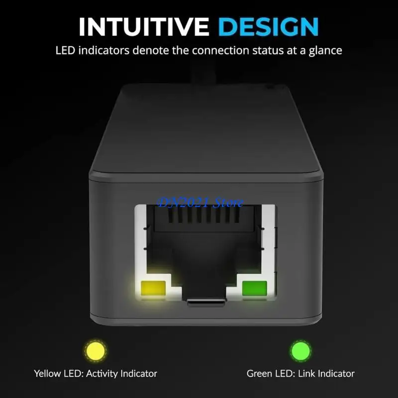 F3KE Two Port USB A Type C To RJ45 Gigabit LAN Adapters Auto Detection No Driver Neededs Portable For Office Gaming Travel